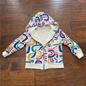 Hanna Andersson Pink and Blue Geometric Hoodie